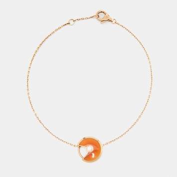 مملوكة مسبقًا Cartier Amulette De Cartier Carnelian Diamond 18k Rose Gold XS Model Bracelet