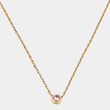 Pre Owned Cartier D'amour Pink Sapphire 18k Rose Gold Chain Necklace