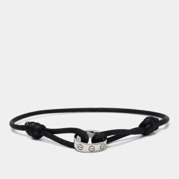 Pre Owned Cartier Love 18k White Gold Adjustable Black Cord Bracelet