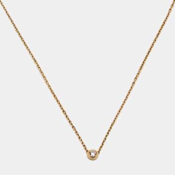 Pre Owned Cartier D'Amour Diamond 18k Yellow Gold Small Model Chain Necklace