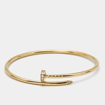 Pre Owned Cartier Juste Un Clou Diamond 18k Yellow Gold Bracelet 17