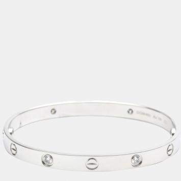 Pre Owned Cartier Love 18K White Gold Diamond Bracelet 18