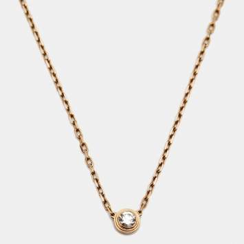 Pre Owned Cartier D'Amour Diamond 18k Rose Gold Small Model Chain Necklace