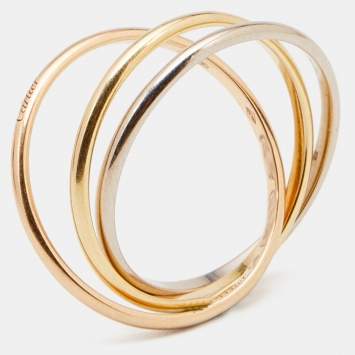 Pre Owned Cartier Trinity 18k Three Tone Gold Extra Small Model Rolling Ring Size 54