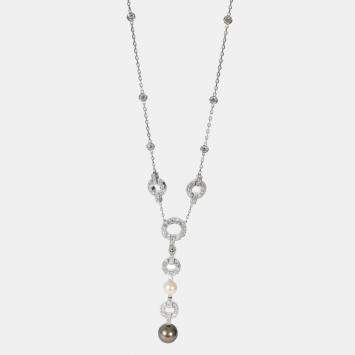 Pre Owned Cartier Himalia Pearl Diamond Necklace in 18k White Gold 2.5 CTW
