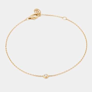Pre Owned Cartier D'Amour Diamond 18k Yellow Gold XS Model Link Bracelet