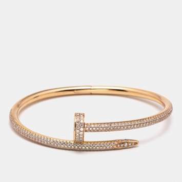 Pre Owned Cartier Juste Un Clou Diamond 18k Rose Gold Bracelet 16