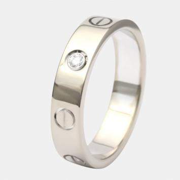 Pre Owned Cartier Love 18K White Gold Diamond Rings EU 50