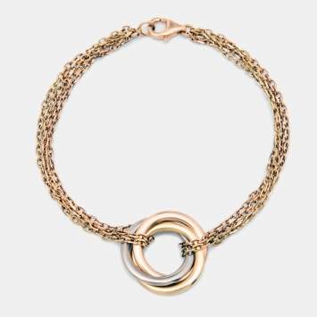 Pre Owned Cartier Trinity 18k Three Tone Gold Double Chain Bracelet