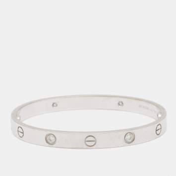 مملوكة مسبقًا Cartier Love Diamond 18k White Gold Bangle Bracelet 17