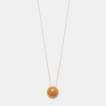 Pre Owned Cartier Cactus De Cartier Diamond 18k Rose Gold Pendant Necklace