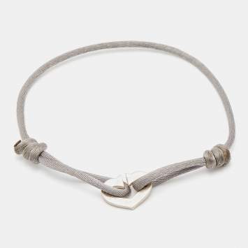Pre Owned Cartier Heart De Cartier 18k White Gold Adjustable Cord Bracelet