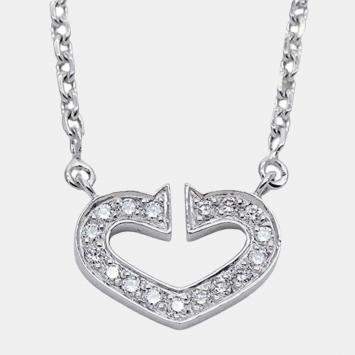 Pre Owned Cartier Heart C 18K White Gold Diamond Necklace