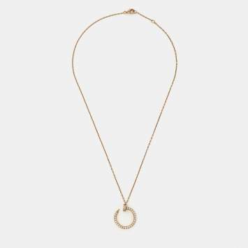 Pre Owned Cartier Juste Un Clou Diamond 18k Rose Gold Pendant Necklace