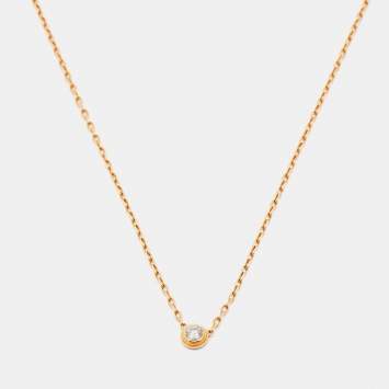 Pre Owned Cartier D'Amour Diamond 18k Rose Gold Small Model Chain Necklace