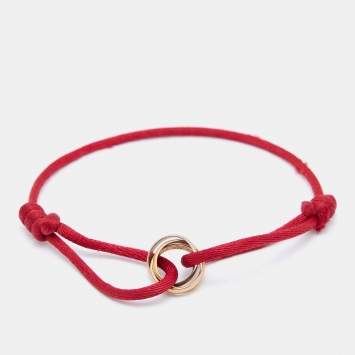 Pre Owned Cartier Trinity 18k Three Tone Gold Adjustable Cord Bracelet