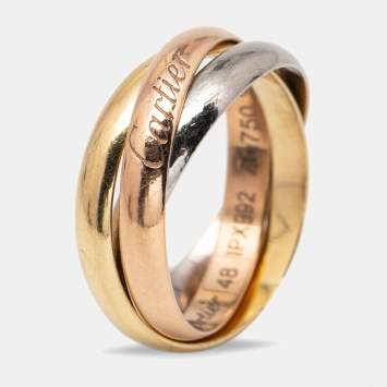 Pre Owned Cartier Trinity 18k Three Tone Gold Small Model Ring Size 48