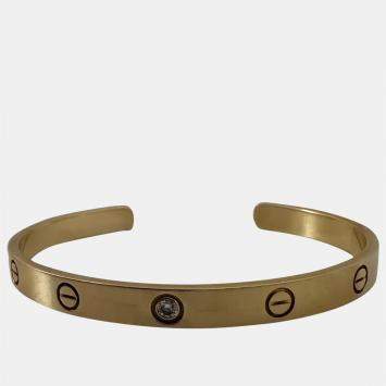Pre Owned Cartier 18K Yellow Gold Diamond Love Open Cuff Bracelet