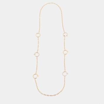 Pre Owned Cartier Juste Un Clou Diamonds 18k Rose Gold 6 Motif Long Necklace
