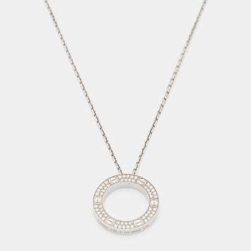 Pre Owned Cartier Love Diamond 18k White Gold Pendant Necklace