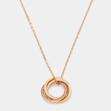 Pre Owned Cartier Trinity Pink Sapphire 18k Rose Gold Pendant Necklace