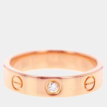 Pre Owned Cartier Love 18K Rose Gold Diamond Ring EU 50