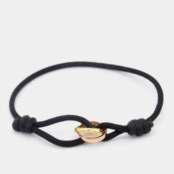 Pre Owned Cartier Trinity 18k Three Tone Gold Adjustable Cord Bracelet 