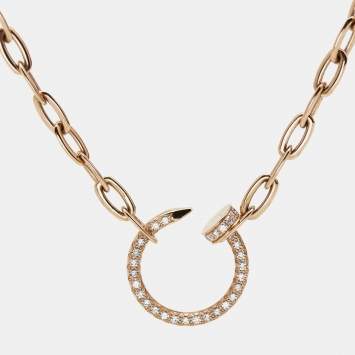 Pre Owned Cartier Juste Un Clou Diamond 18k Rose Gold Chain Necklace