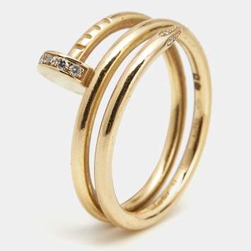 Pre Owned Cartier Juste Un Clou Coiled Diamond 18k Yellow Gold Band Ring Size 51