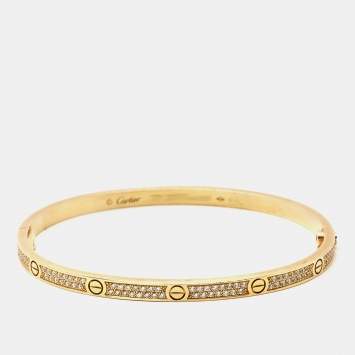 Pre Owned Cartier Love Diamonds 18k Yellow Gold Small Model Bracelet 17