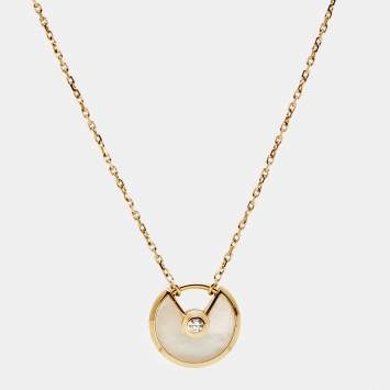 مملوكة مسبقًا Cartier Amulette De Cartier Mother of Pearl Diamond 18k Yellow Gold XS Model Necklace