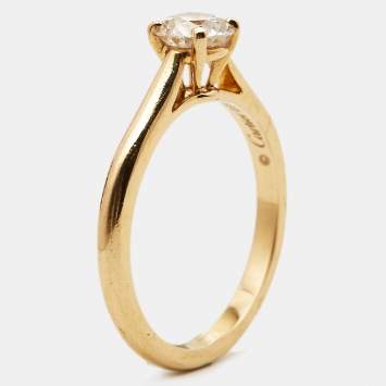 Pre Owned Cartier 1895 Diamond 18k Yellow Gold Solitare Ring Size 51