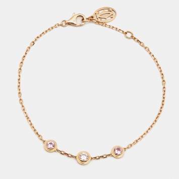 Pre Owned Cartier D'Amour Diamond Pink Sapphire 18k Rose Gold Bracelet