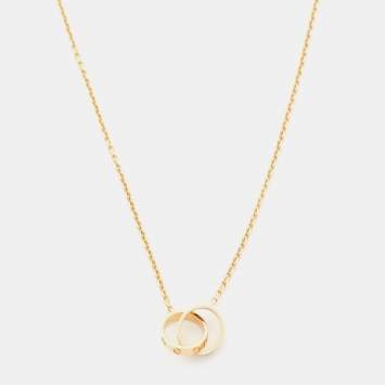 Pre Owned Cartier Love Interlocking 2 Hoops 18K Yellow Gold Necklace