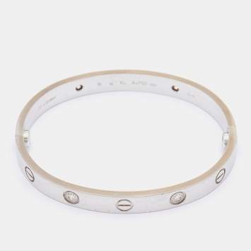 Pre Owned Cartier Love 4 Diamonds 18K White Gold Bracelet 16