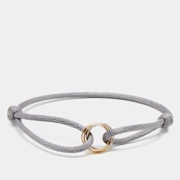 مملوكة مسبقًا Cartier Trinity de Cartier 18K Three Tone Gold Adjustable Grey Cord Bracelet