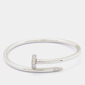 Pre Owned Cartier Juste Un Clou Diamonds 18k White Gold Bracelet 16