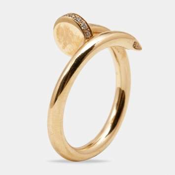 Pre Owned Cartier Juste Un Clou Diamonds 18k Rose Gold Ring Size 57
