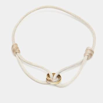 Pre Owned Cartier Trinity 18k Three Tone Gold Adjustable Cord Bracelet