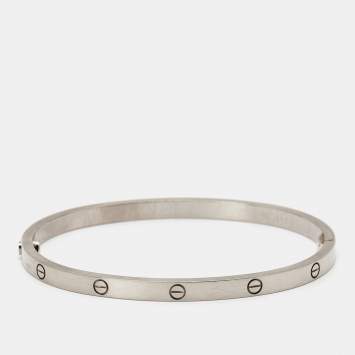 Pre Owned Cartier Love 18k White Gold Small Bangle Bracelet 16