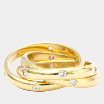 Pre Owned Cartier Vintage Trinity Constellation 18K Yellow Gold Diamond Ring EU 51
