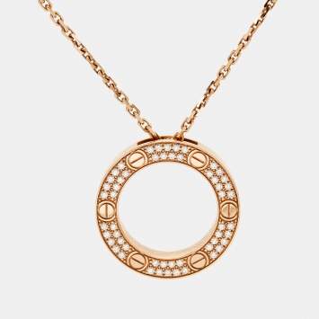 مملوكة مسبقًا Cartier Love Diamonds 18k Rose Gold Pendant Necklace