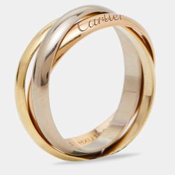 Pre Owned Cartier Trinity 18k Three Tone Gold Small Model Ring Size 51