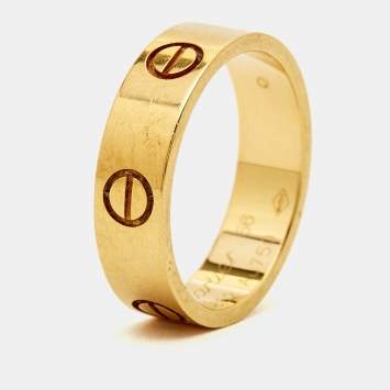 Pre Owned Cartier Love 18k Yellow Gold Band Ring Size 56