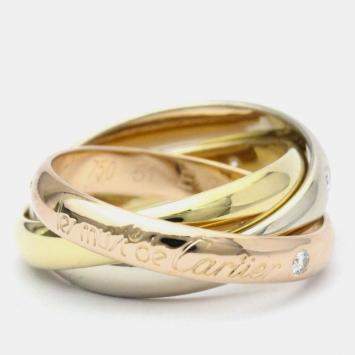 مملوكة مسبقًا Cartier Trinity 18K Yellow Rose White Gold and Diamond Ring EU 51