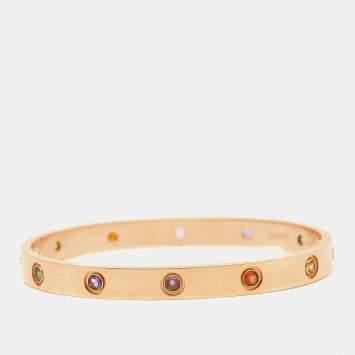 Pre Owned Cartier Love  Multi Gemstone 18k Rose Gold Bracelet 17