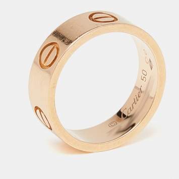 Pre Owned Cartier Love 18K Rose Gold Band Ring Size 50