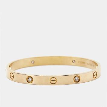 مملوكة مسبقًا Cartier Love 4 Diamond 18k Rose Gold Bracelet 17