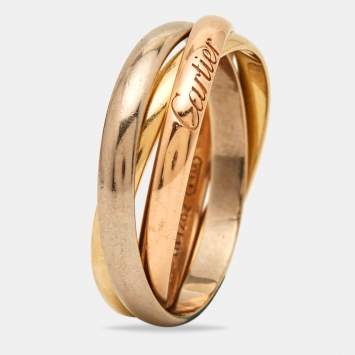 Pre Owned Cartier Trinity 18k Three Tone Gold Ring Size 56