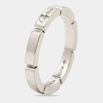 Pre Owned Cartier Mallion Panthere 18k White Gold Band Ring Size 54